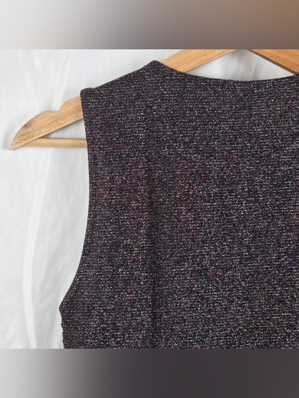Allegra K Multicolor Metallic Sparkle Sleeveless Crop Top Black Lining Size XS - Picture 12 of 16